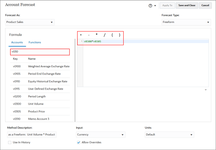 Formula Builder Dialog